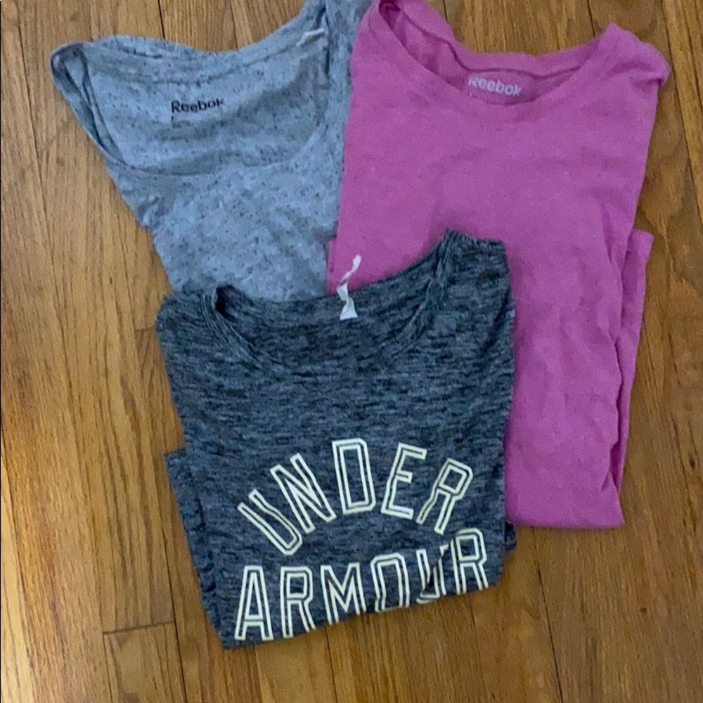 Reebok and Under Armour workout tops